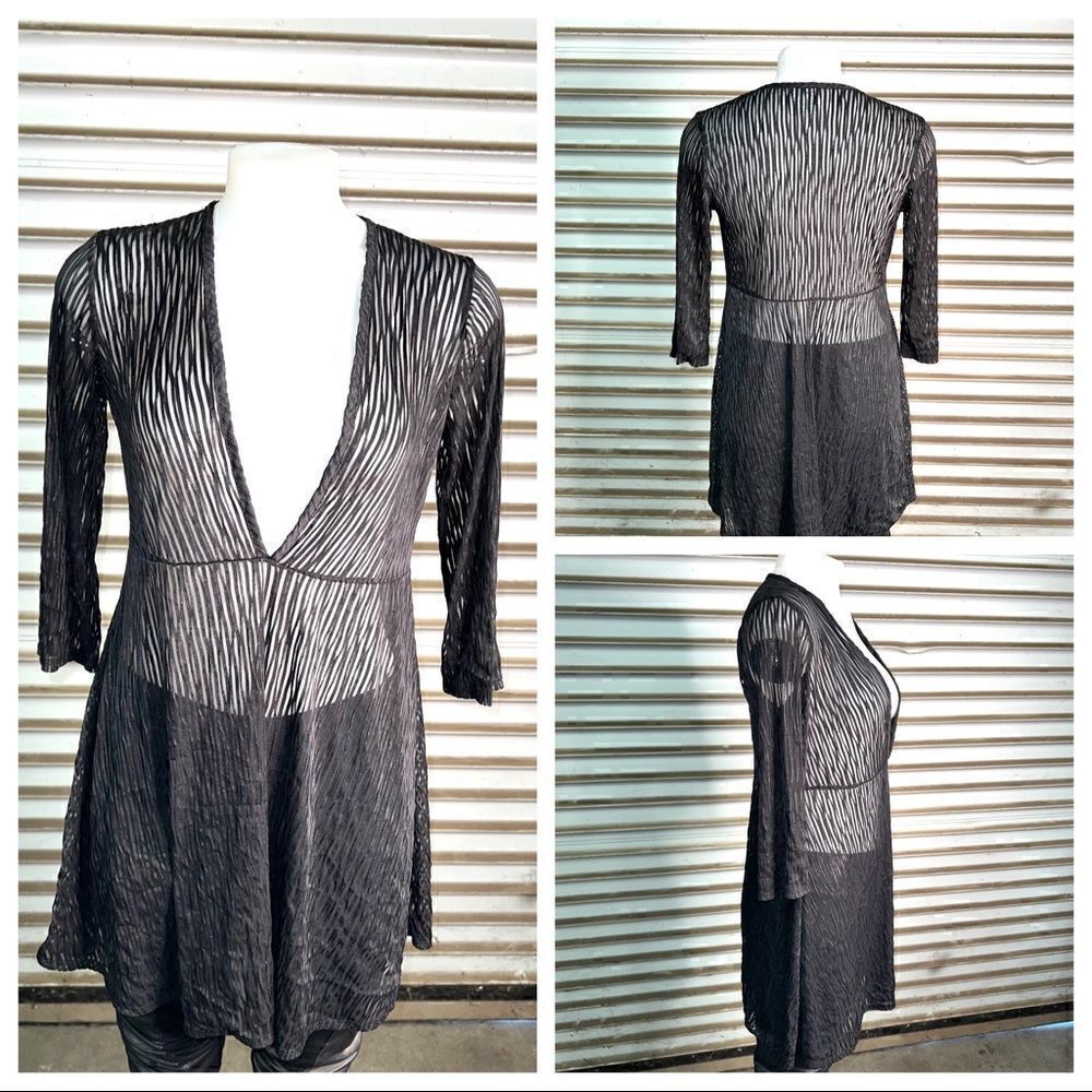 Sheer Jordan Taylor black deep V neck top